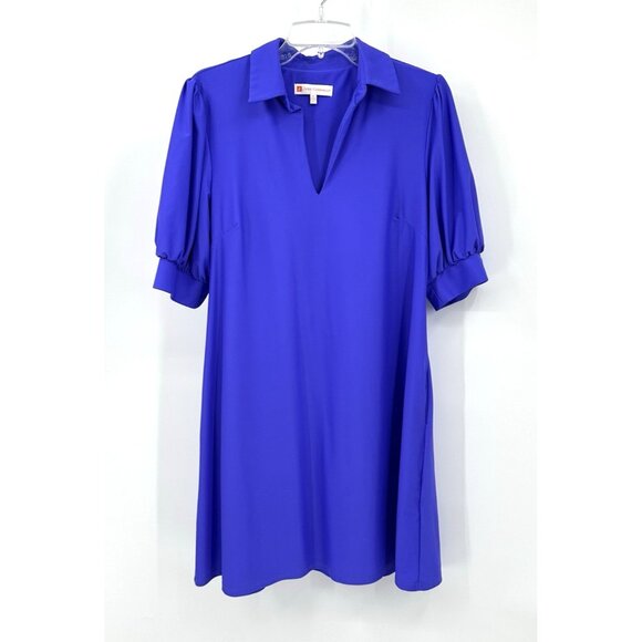 JUDE CONNALLY EMERSON DRESS swing short sleeve jude cloth royal blue knit M - Picture 1 of 6